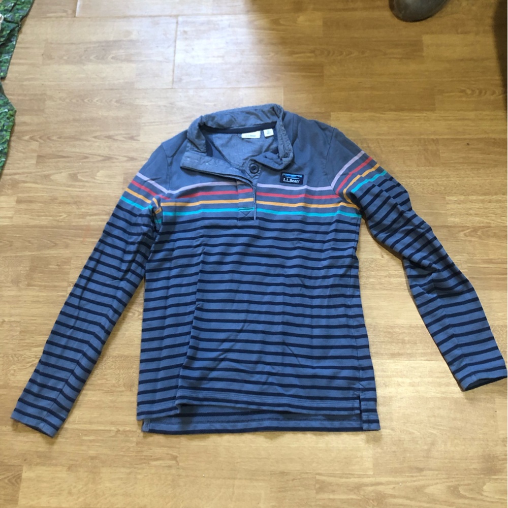 L.L. Bean Blue Striped Women's Top